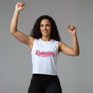 croptop blanco runing rosado