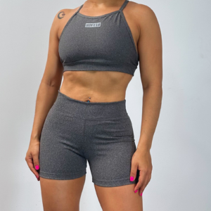 Short jaspiado gris - top tiras jaspiado gris