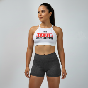 Short Gris jaspiado - Top tiras blanco Leader